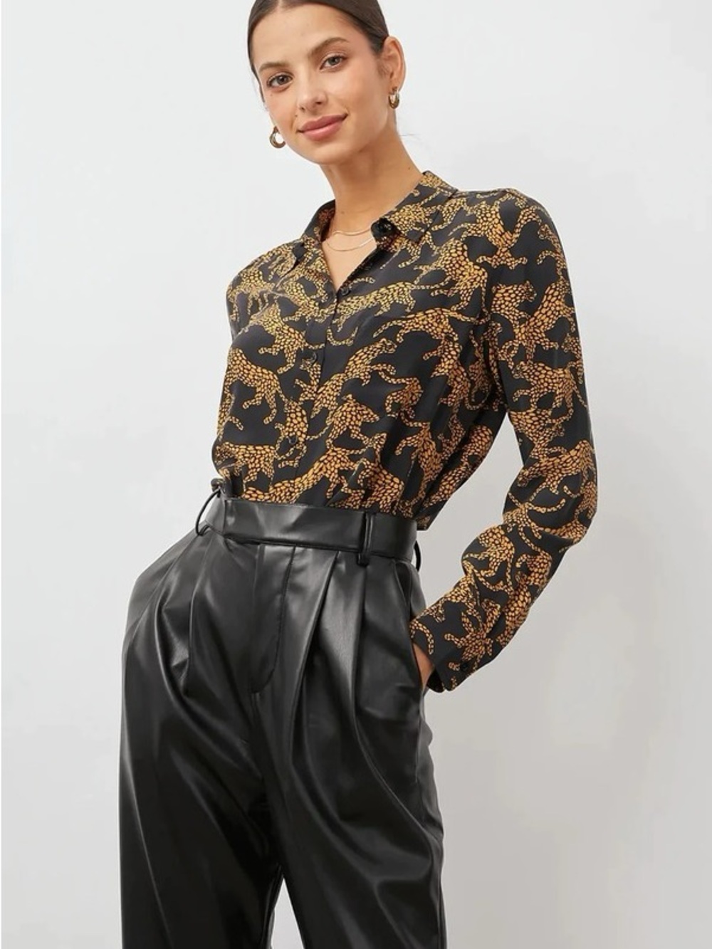 Rails “Kate” silk blouse in Lynx print